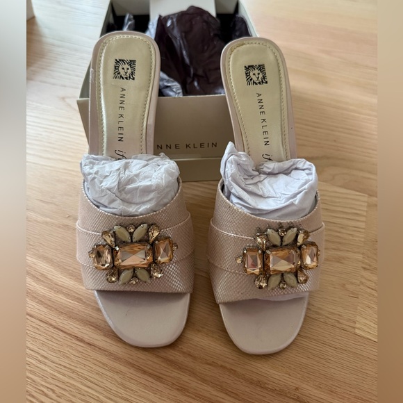 Anne Klein Shoes - Anne Klein Beige Embellished Sandals